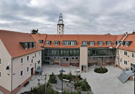 Drohnenaufnahme des Hauses des Jugendrechts in Hanau © Polizei Hanau